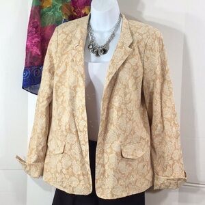 QVC gold/cream brocade button up jacket NWT S